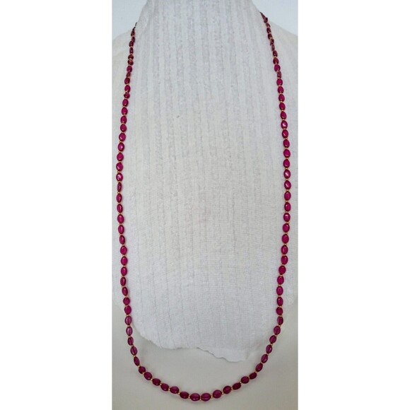 Vintage 7 mm Purple Glass Bead Necklace With Gold Tone Spacers No Clasp 44 in - Picture 3 of 9